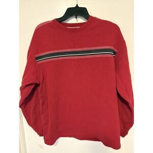 Y2K Point Zero Center Striped Crewneck Sweater Size Large Red Skater Grunge Vtg